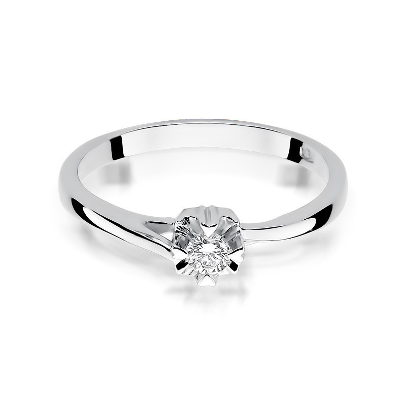 Pierścionek zaręczynowy FLOWER z diamentem BE W-318-10 białe złoto próba 585
