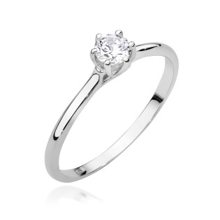 Pierścionek Zaręczynowy z Diamentami Soliter pr. 585 - JubilerSezam.pl