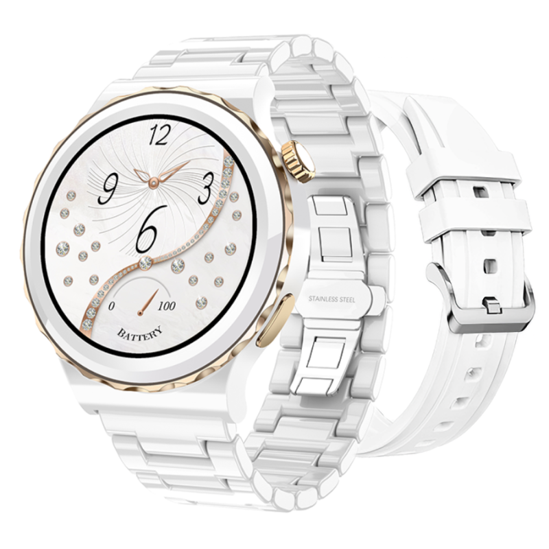 Smartwatch Rubicon RNCE92 złoty ceramiczna bransoleta SMARUB169