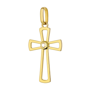 Złoty Krzyżyk z Cyrkonią pr. 585 - Elegancki Symbol - JubilerSezam.pl