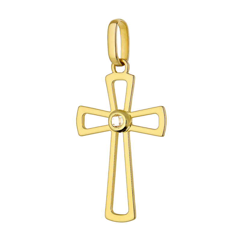 Złoty Krzyżyk z Cyrkonią pr. 585 - Elegancki Symbol - JubilerSezam.pl