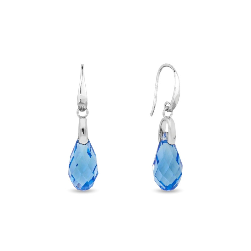 Srebrne Kolczyki Spark Briolette Ice Blue pr. 925 - JubilerSezam.pl