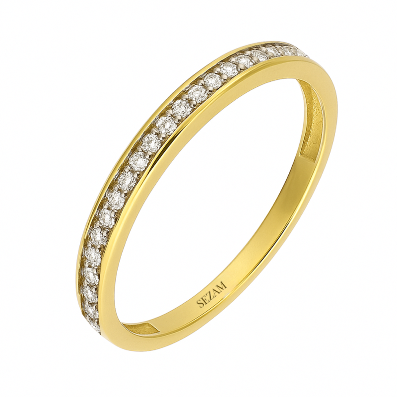 Złoty Pierścionek Rings z Białymi Diamentami - JubilerSezam.pl