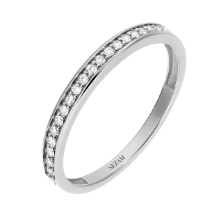 Pierścionek z Białego Złota z Diamentami Rings - JubilerSezam.pl