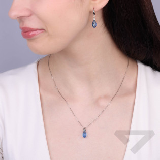 Srebrne Kolczyki Spark Briolette Ice Blue pr. 925 - JubilerSezam.pl