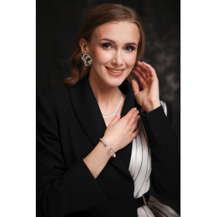 Srebrna Bransoletka Bangla z Cyrkoniami - JubilerSezam.pl
