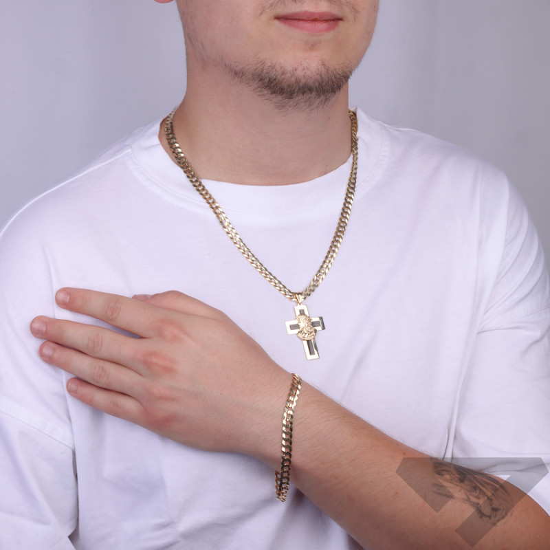 Łańcuszek złoty pancerka żłobiony środkiem