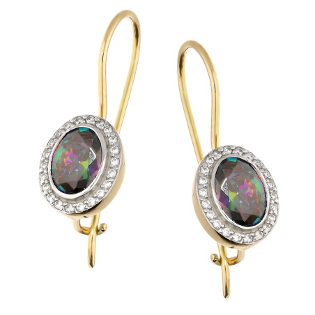 Złote kolczyki z topazem mystic pr. 585 - JubilerSezam.pl