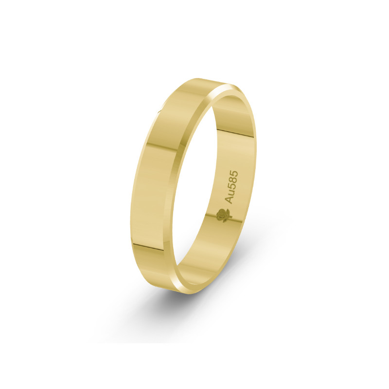 Obrączka złota fazowana 4 mm