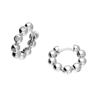 Srebrne kolczyki kółka z kulkami bead - JubilerSezam.pl