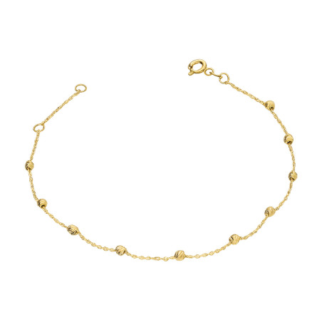 Złota Bransoletka Damska Kulki Grawerowane pr. 585 - JubilerSezam.pl