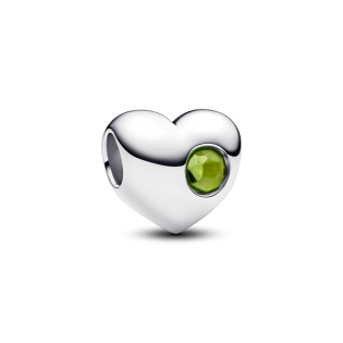 Charms Pandora do grawerowania w kształcie serca z jasnozielonym kamieniem 794161C08