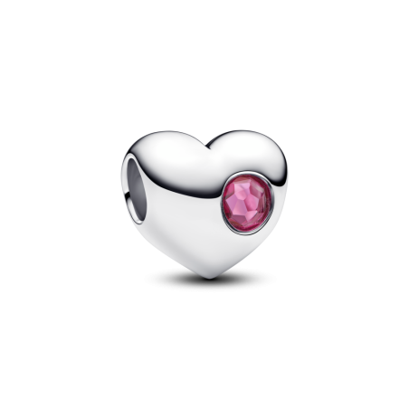 Charms Pandora do grawerowania w kształcie serca z różowym kamieniem 794161C10