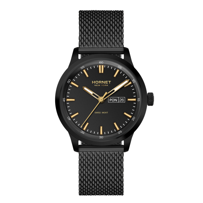Hornet NYC Bronx — czarny zegarek męski Swiss Movement