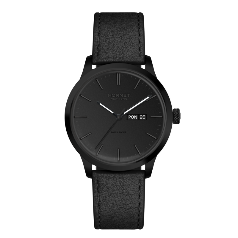 Hornet NYC Brooklyn — czarny zegarek męski Swiss Movement