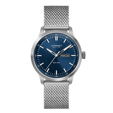 Hornet NYC Staten Island — srebrny zegarek męski Swiss Movement