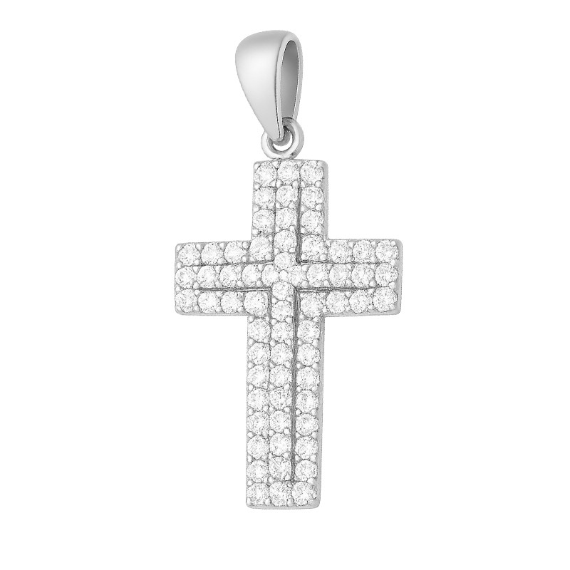 Srebrny Krzyżyk z Cyrkoniami - Elegancki Symbol Wiary - JubilerSezam.pl