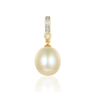 Zawieszka złota z naturalną perłą i diamentami 0,04 ct