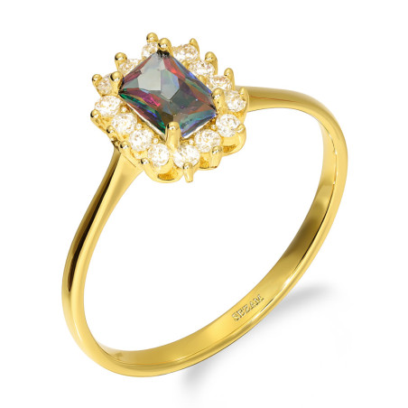 Złoty Pierścionek z Cyrkonią Topaz Mystic pr. 585 - JubilerSezam.pl