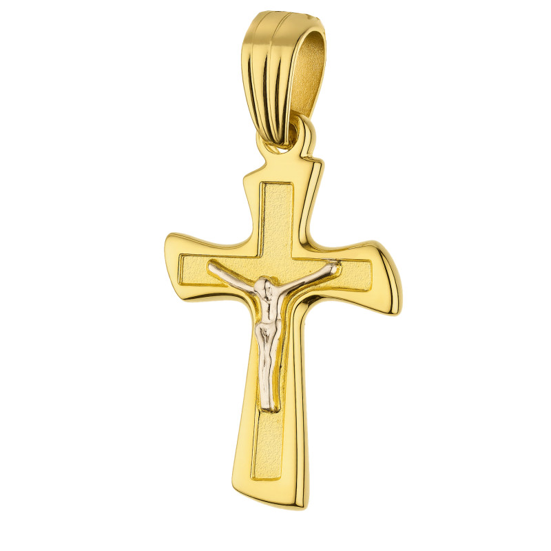 Złoty Krzyżyk z Jezusem pr. 585 - Symbol Wiary - JubilerSezam.pl