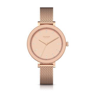 Cicada Milano – damski zegarek rose gold z kryształkami mesh | Sezam