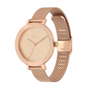 Cicada Milano – damski zegarek rose gold z kryształkami mesh | Sezam