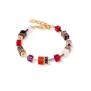 Bransoleta stalowa Coeur de Lion Red-Gold z karneolem i kwarcami