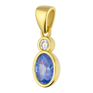 Złota zawieszka z niebieską cyrkonią pr. 375 - JubilerSezam.pl