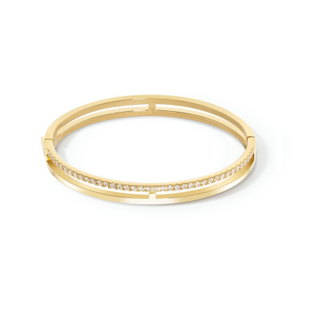 Bransoleta stalowa koloru złotego Coeur de Lion z cyrkoniami Crystal-Gold