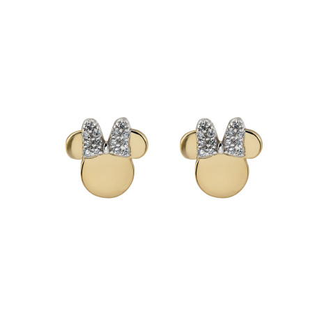 Kolczyki złote 18 kt Disney z myszką Minnie i diamentami 0,07 ct
