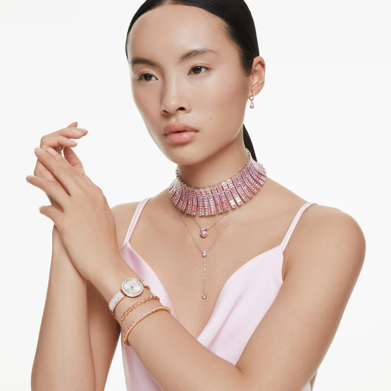 Bransoletka Swarovski Tennis Matrix różowe kryształy