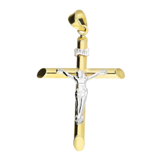 Krzyżyk złoty dwukolorowy z wizerunkiem Pana Jezusa próba 585