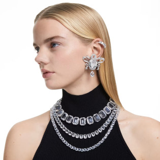 Naszyjnik Swarovski Millenia Duże kryształy, Szlif ośmiokątny, Biały, Powłoka z rodu