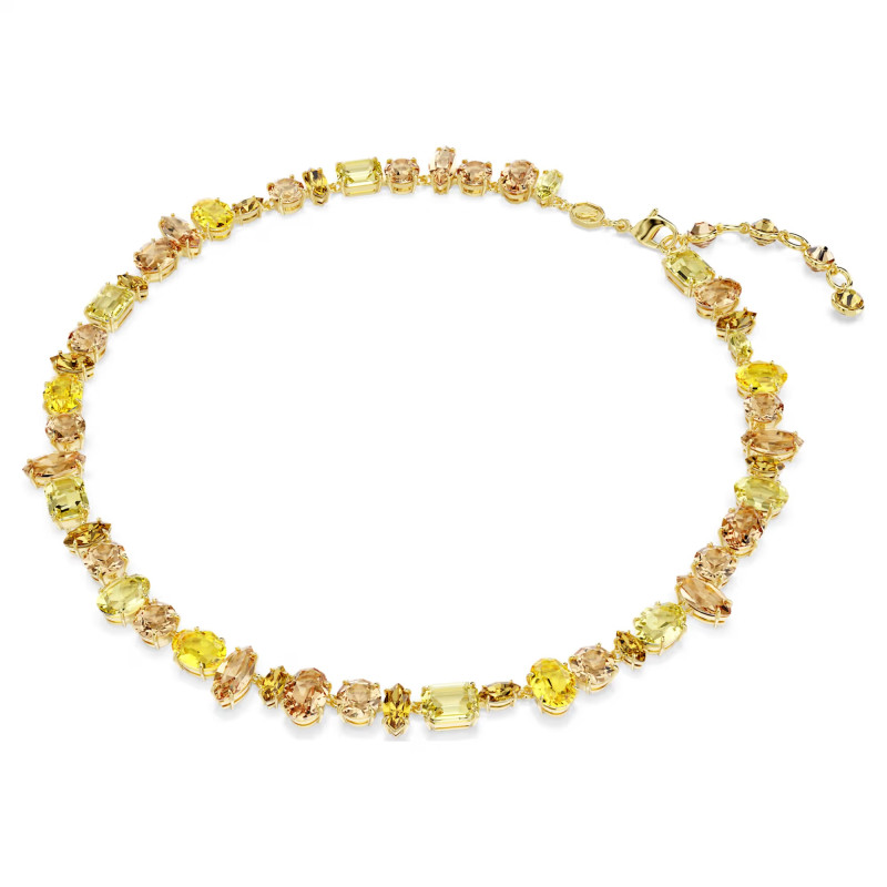 Naszyjnik Swarovski Gemma szlify różnorodne, żółty, powłoka w odcieniu złota