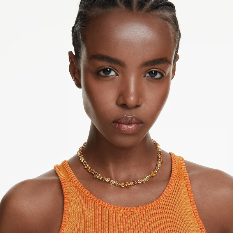 Naszyjnik Swarovski Gemma szlify różnorodne, żółty, powłoka w odcieniu złota