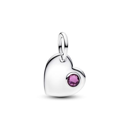 Charms-zawieszka Pandora w kształcie serca z fioletowym kamieniem i miejscem na grawer 794295C02