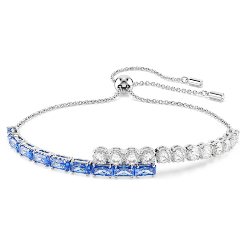 Bransoletka Swarovski Tennis Matrix szlify różnorodne, niebieska, powłoka z rodu