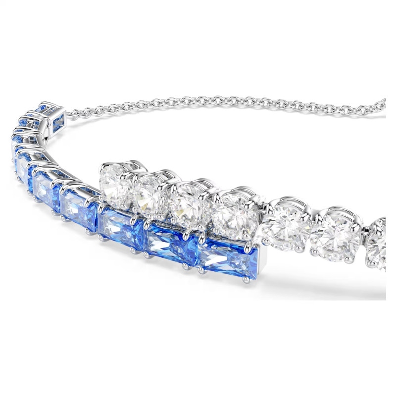 Bransoletka Swarovski Tennis Matrix szlify różnorodne, niebieska, powłoka z rodu