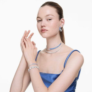 Bransoletka Swarovski Tennis Matrix szlify różnorodne, niebieska, powłoka z rodu