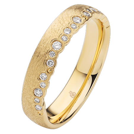 Obrączka ślubna złoto próba 375, diamenty 0.16 ct, 11-04938