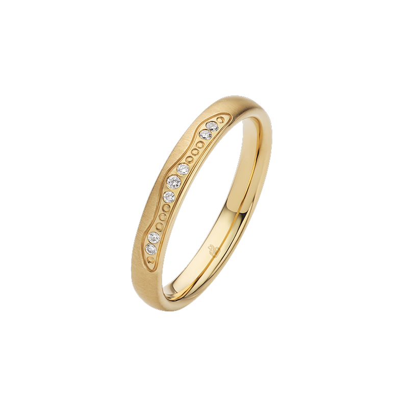 Obrączka ślubna złoto próba 585, diamenty 0.0375 ct, 11-03523