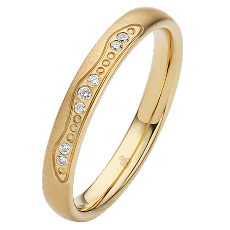 Obrączka ślubna złoto próba 585, diamenty 0.0375 ct, 11-03523