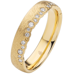 Obrączka ślubna złoto próba 585, diamenty 0.16 ct, 11-04938