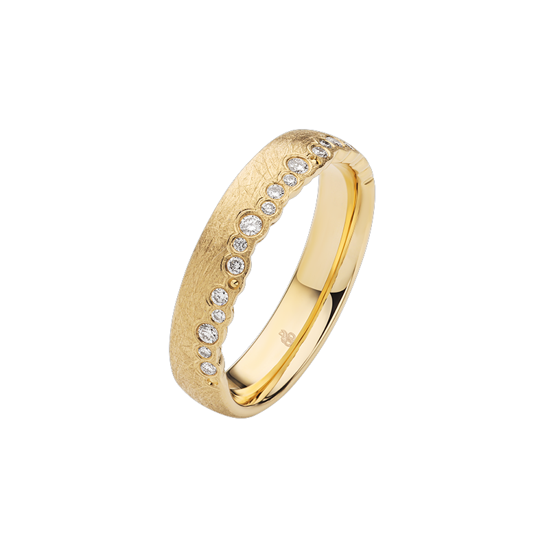 Obrączka ślubna złoto próba 585, diamenty 0.16 ct, 11-04938