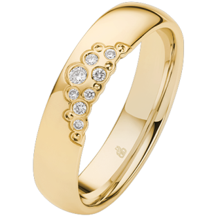 Obrączka ślubna złoto próba 585, diamenty 0.0625 ct, 11-04939
