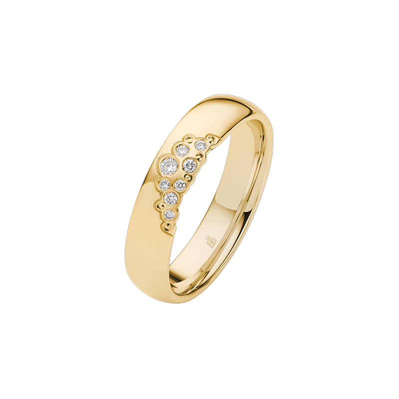 Obrączka ślubna złoto próba 585, diamenty 0.0625 ct, 11-04939