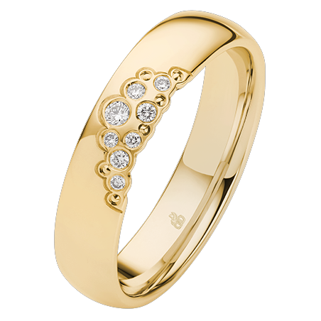 Obrączka ślubna złoto próba 585, diamenty 0.0625 ct, 11-04939