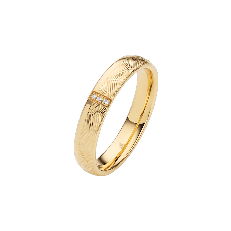Obrączka ślubna złoto próba 585, diamenty 0.015 ct, 11-04982