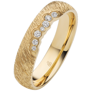 Obrączka ślubna złoto próba 375, diamenty 0.06 ct, 11-04921