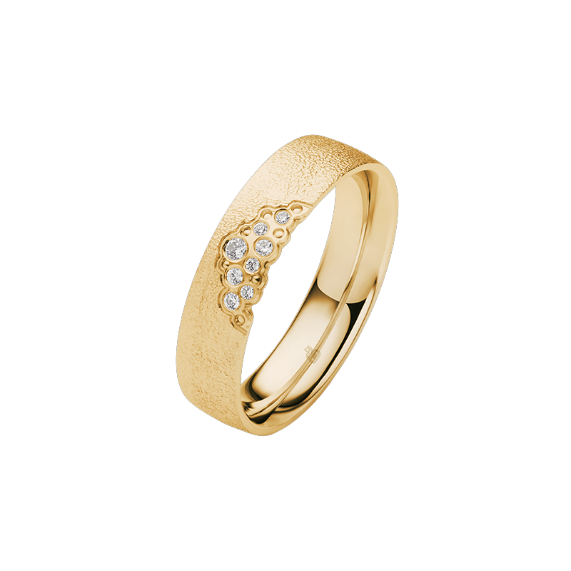 Obrączka ślubna złoto próba 585, diamenty 0.0625 ct, 11-04938